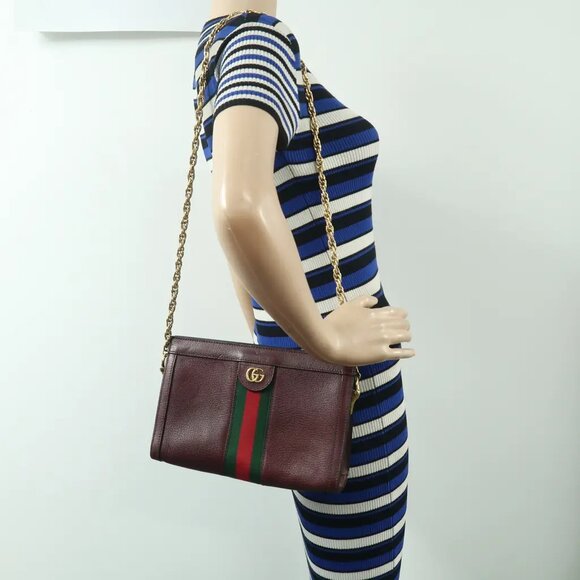 GUCCI Ophidia Maroon Leather Shoulder Bag 813-022425 - Picture 12 of 12